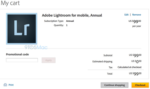 Adobe Lightroom Tablet Versie