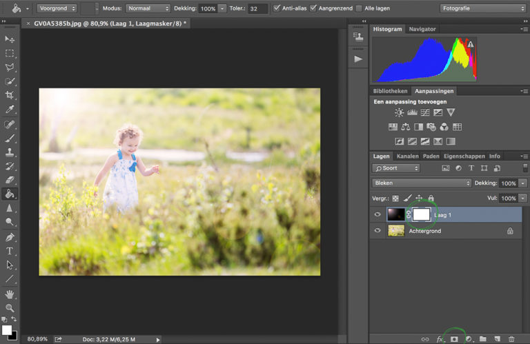 Dekking lager instellen in Photoshop