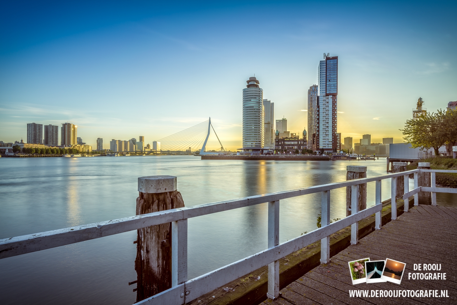 Skyline Foto van Rotterdam - Kop van Zuid met de Erasmusbrug