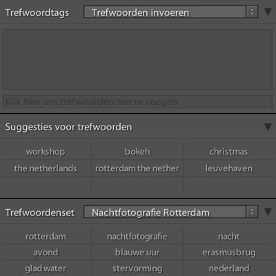 Trefwoorden toevoegen in Lightroom