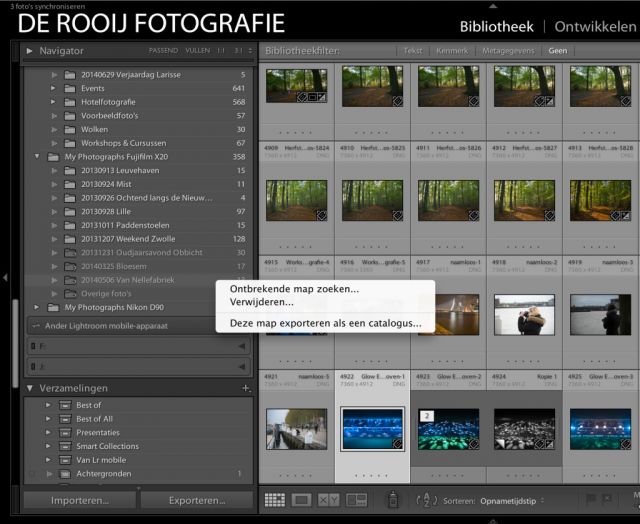 Vraagteken bij map in Adobe Lightroom