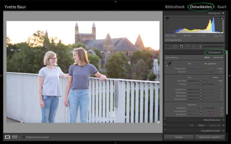 Standaard nabewerking lightroom ontwikkelen