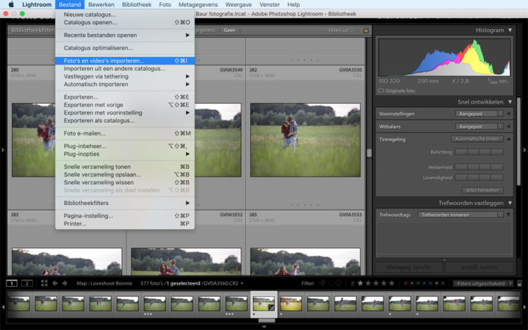 Workflow in Lightroom foto's importeren