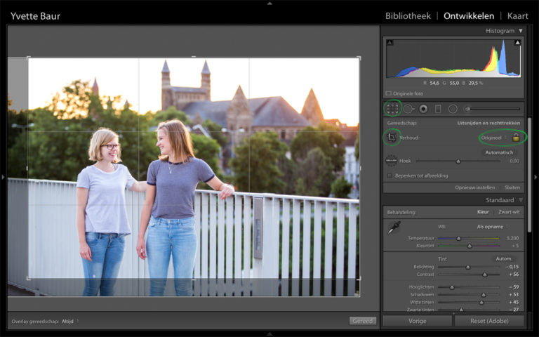 In lightroom de foto bijsnijden