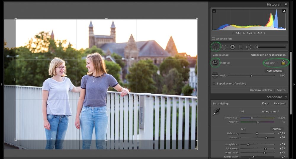 In lightroom de foto bijsnijden