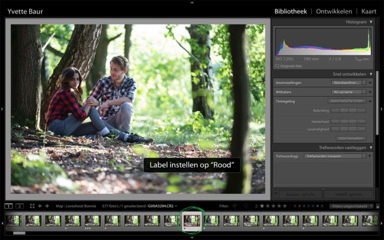 Foto's in lightroom kleurlabels