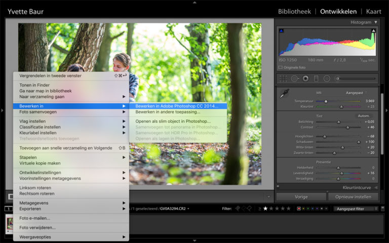 Workflow in Lightroom foto's in photoshop