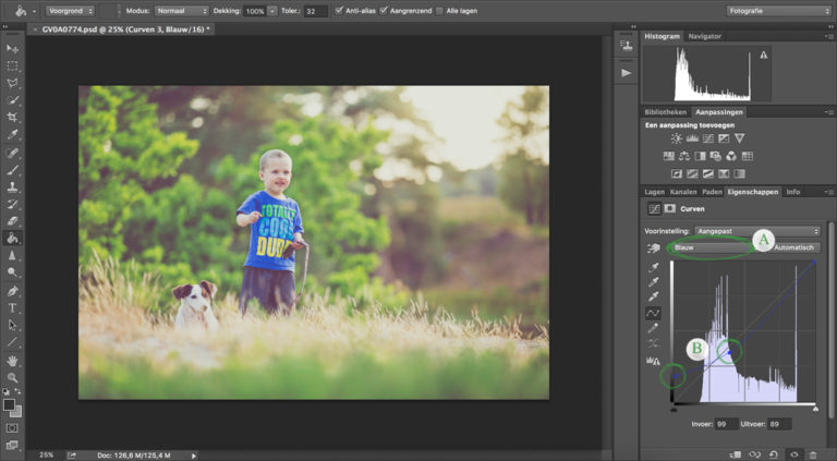 Blauw curven effect toevoegen in Adobe photoshop CC