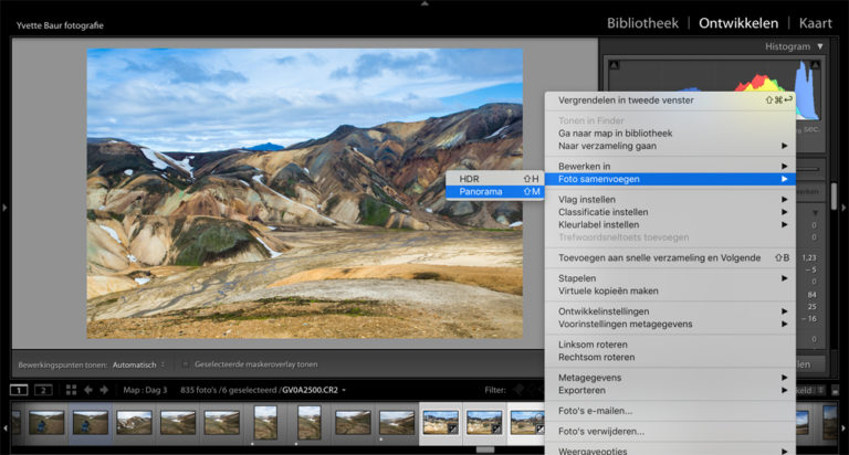 Ga naar foto samenvoegen panorama