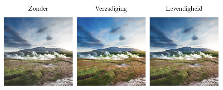 Landschapsfoto met verzadiging en levendigheid