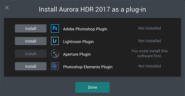 Plugins van Aurora HDR 2017