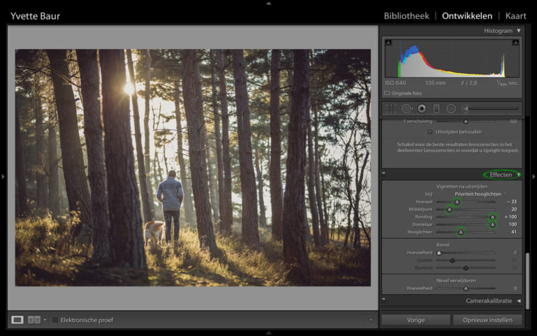 Vignetten in lightroom toevoegen