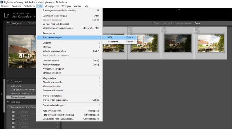 HDR Foto's samenvoegen in Lightroom
