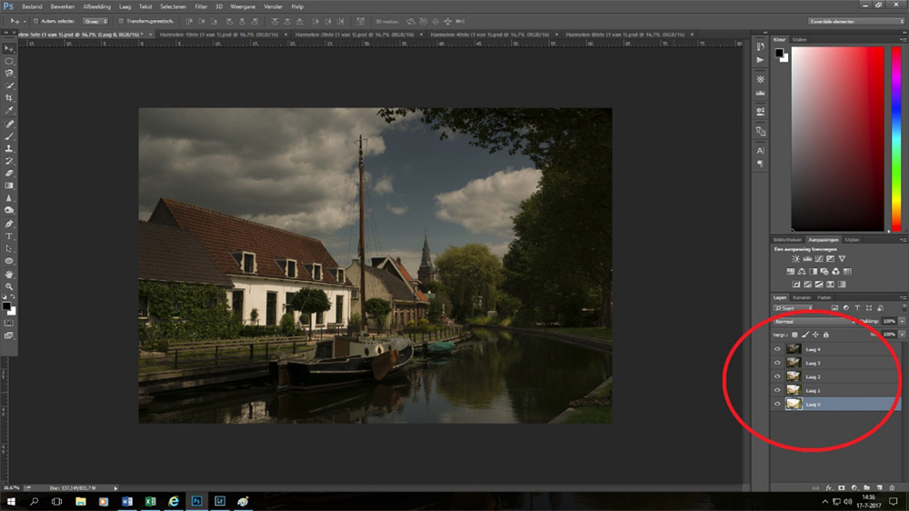 Lagen in Photoshop zijn zichtbaar