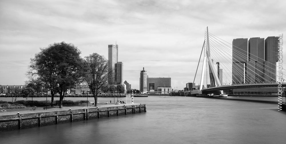 Mooiste zwart-wit foto van de Erasmusbrug