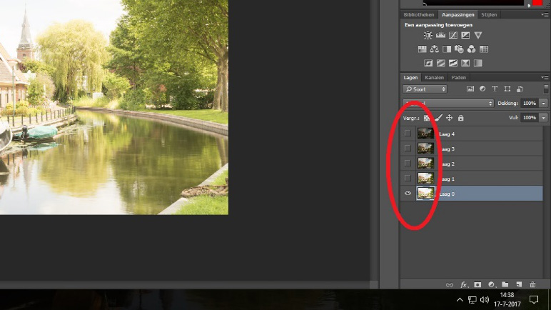 Lagen in Photoshop uitschakelen