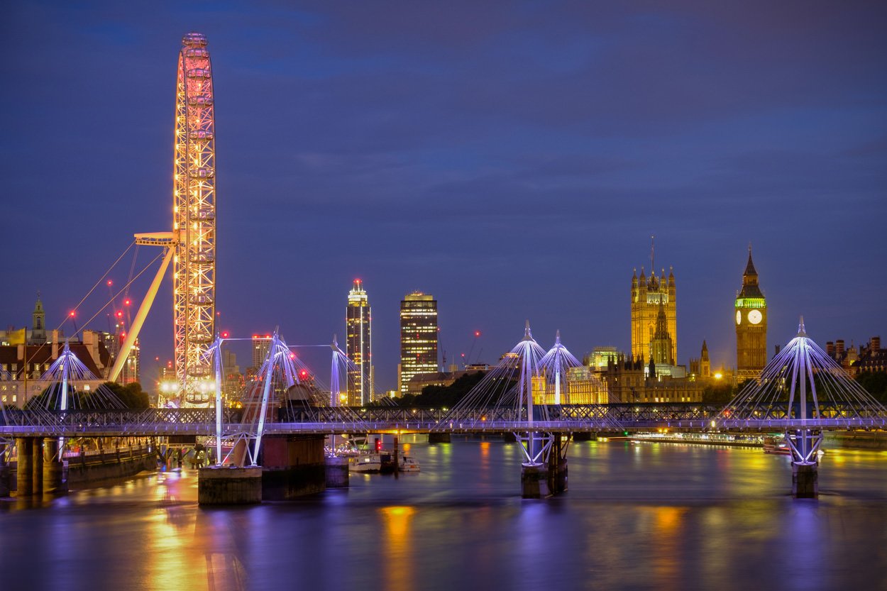 Mooiste foto's van Londen - Avondfoto skyline met Londen Eye