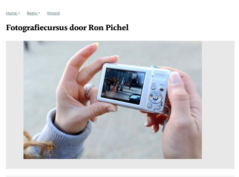 Onze fotografie cursus in de IJmuider Courant
