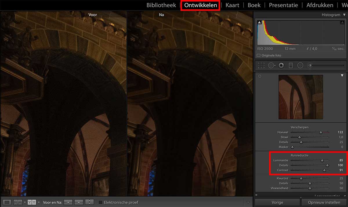 adobe lightroom ruis verwijderen ruisreductie 1