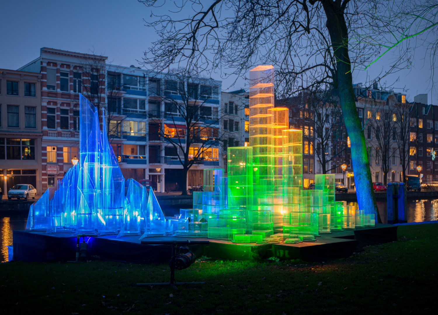 Lichteffecten en projecties fotograferen tijdens het Amsterdam Light Festival