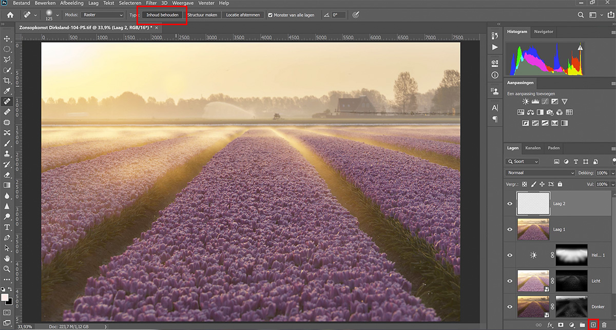 objecten verwijderen in photoshop met het retoucheerpenseel