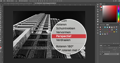 online cursus adobe photoshop vertekend perspectief rechtzetten