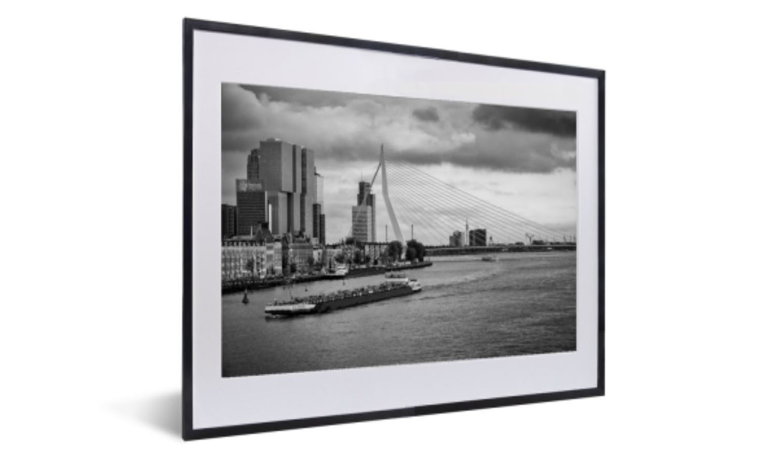 Ingelijste foto van de Erasmusbrug in Zwart-Wit