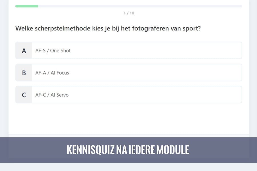 Online Fotografie Cursus met kennisquiz