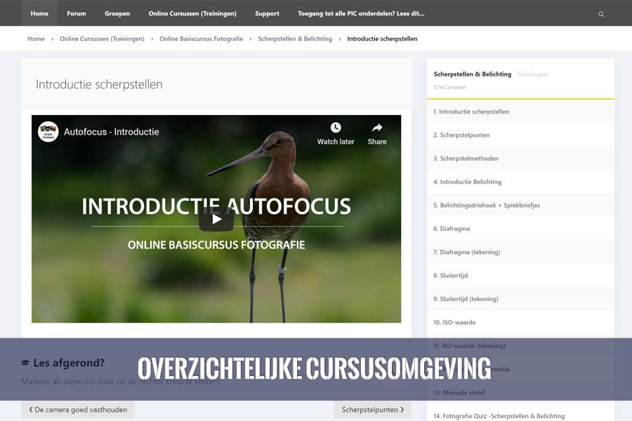 Online Fotografie Cursus - Leren in je eigen tempo Online Fotografie Cursus - Cursusomgeving