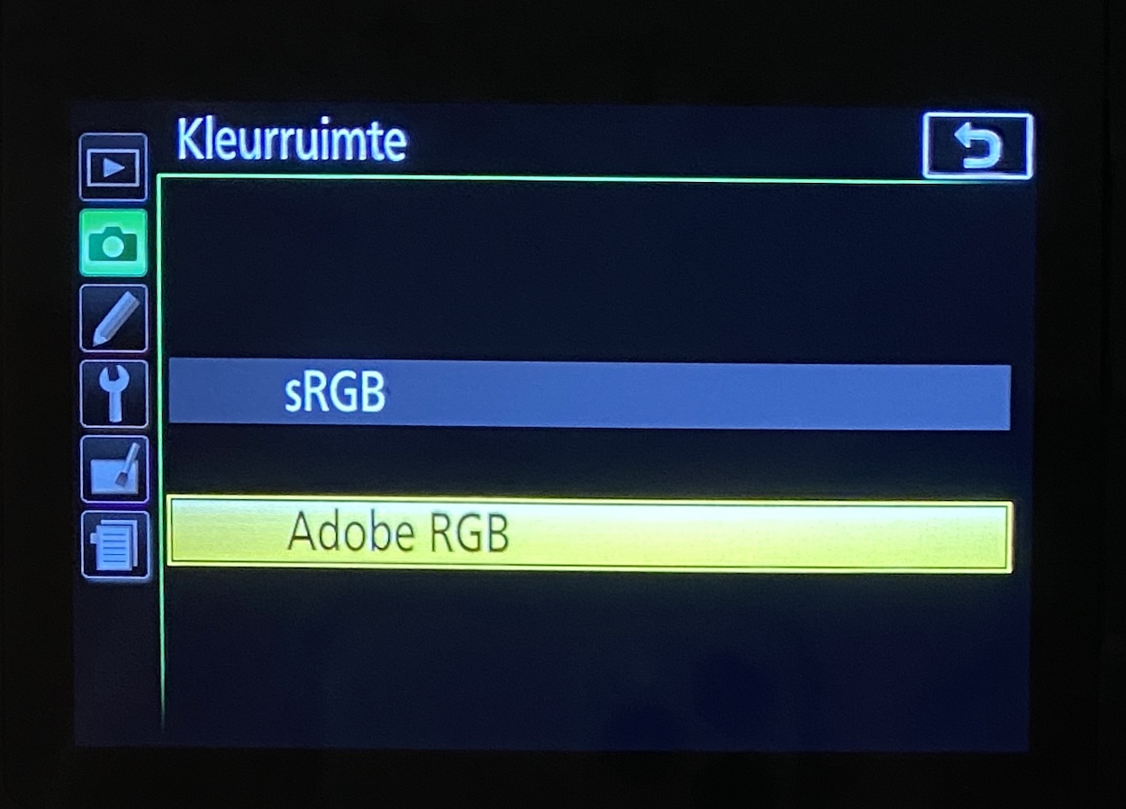 adobe rgb of srgb kleurruimte bij camera 1