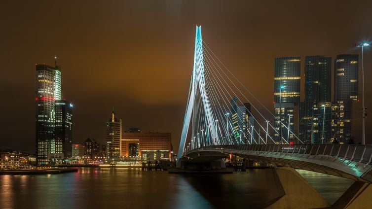 Erasmusbrug in de nacht