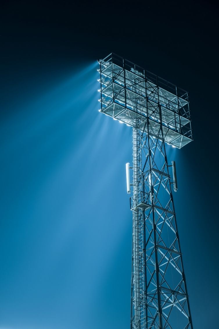 Lichtmast van stadion De Kuip in Rotterdam