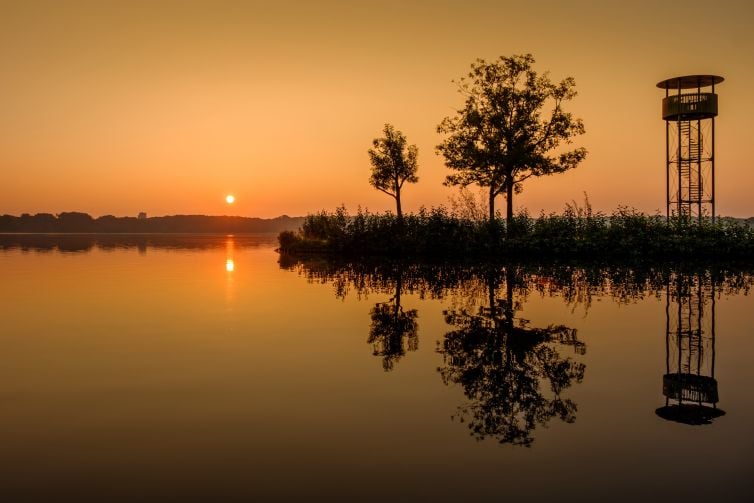 Zonsopkomst Kralingse Plas in Rotterdam