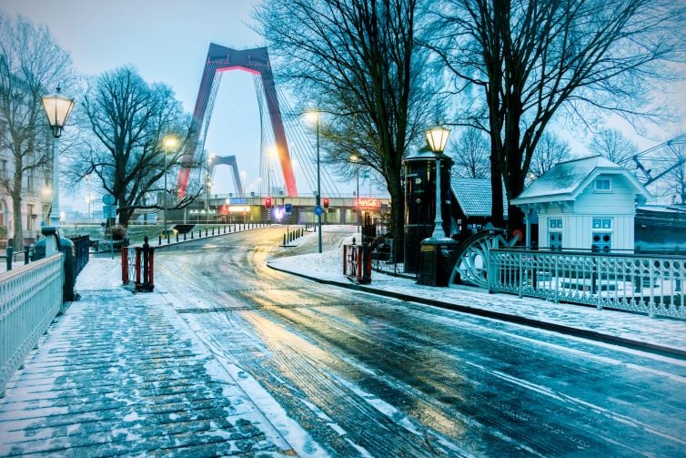 Mooiste winterfoto's Rotterdam - Spanjaardsbrug en Willemsbrug