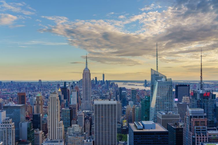 Uitzicht Top of the Rock met zonsondergang