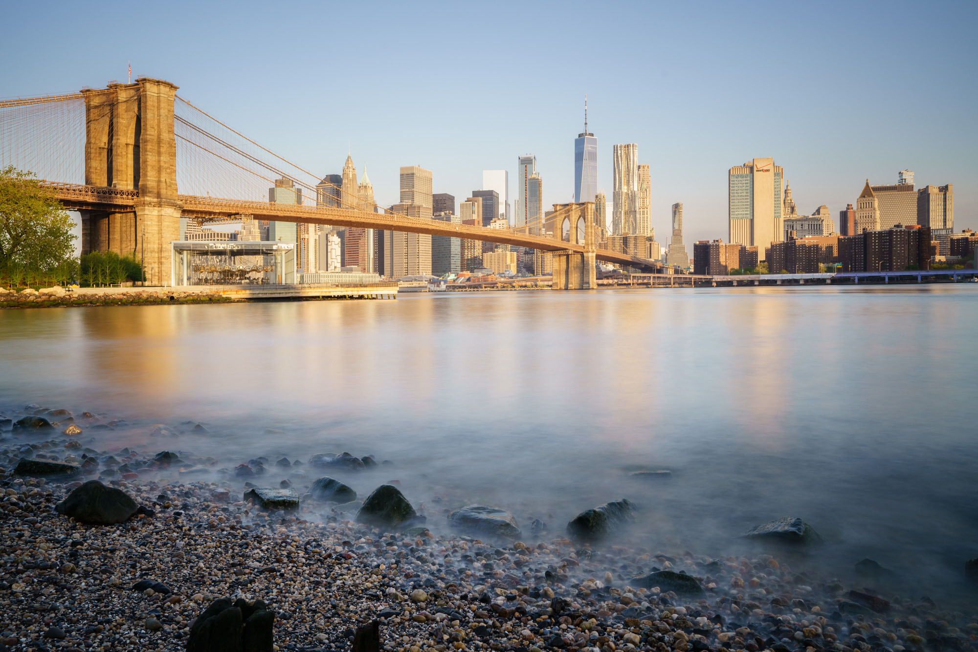 Mooiste foto zonsopkomst New York Brooklyn Bridge