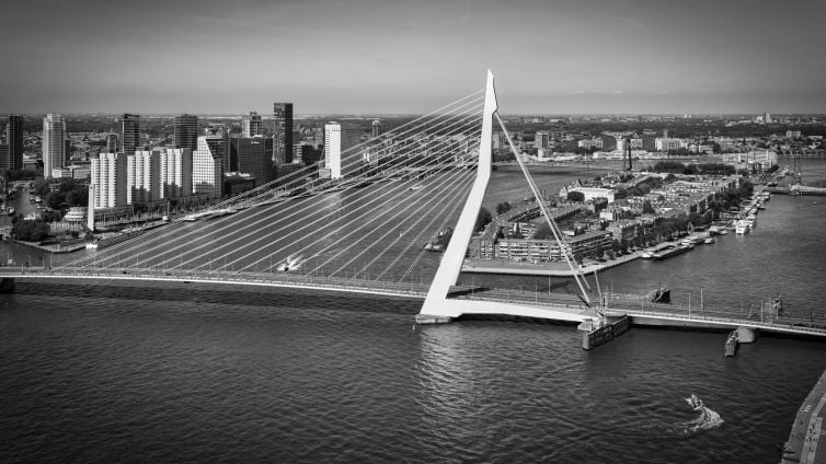 Mooiste skyline foto Erasmusbrug en Noordereiland