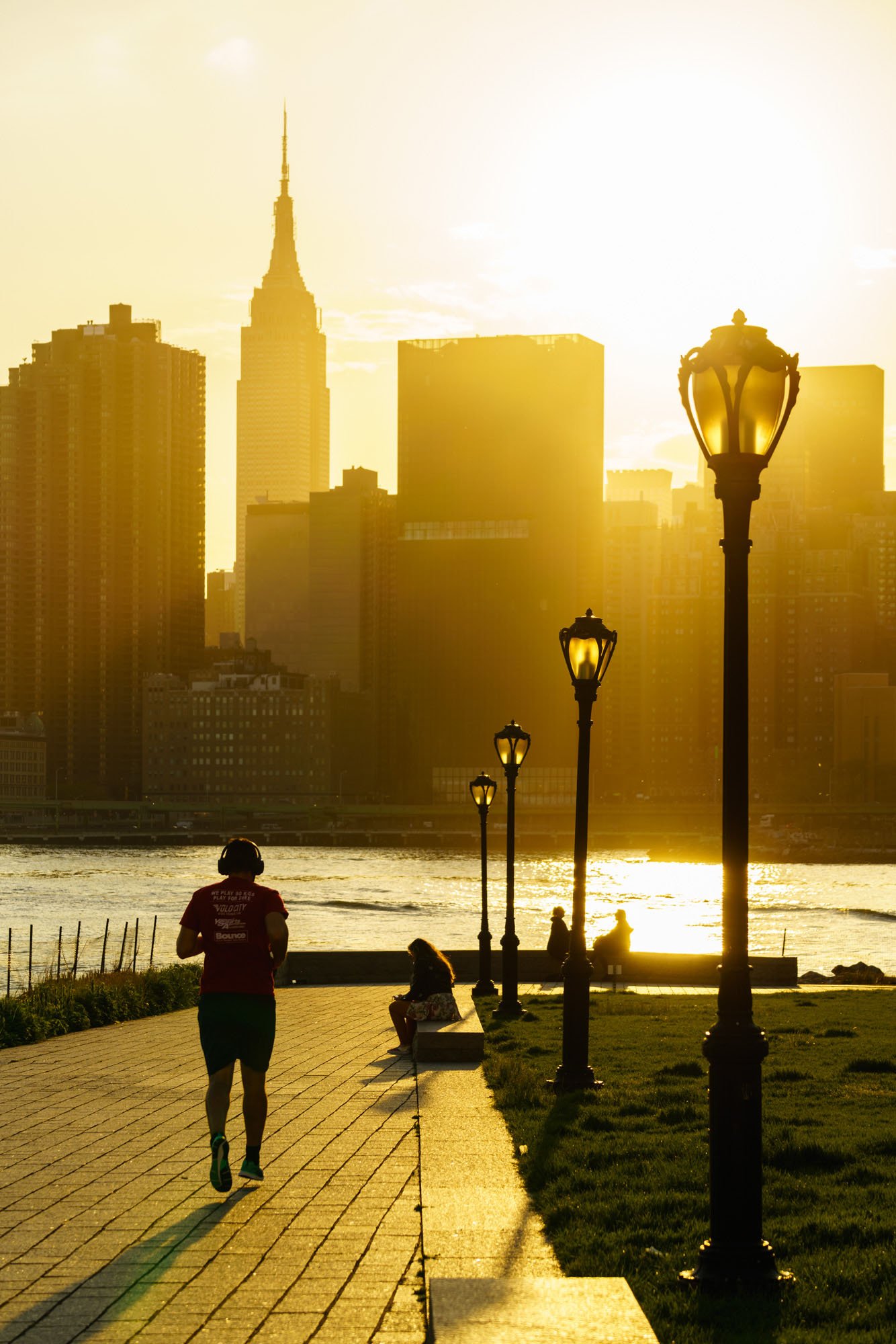 Mooiste zonsondergang foto Manhattan New York