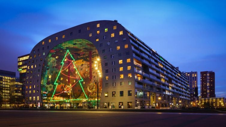 Kerstboom op de Markthal in Rotterdam