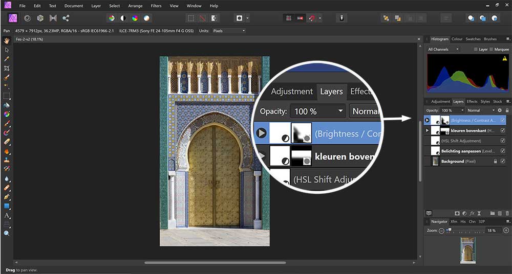 leren met lagen werken in Affinity Photo