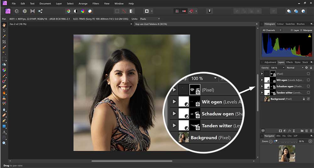 Tanden witter maken in Affinity Photo