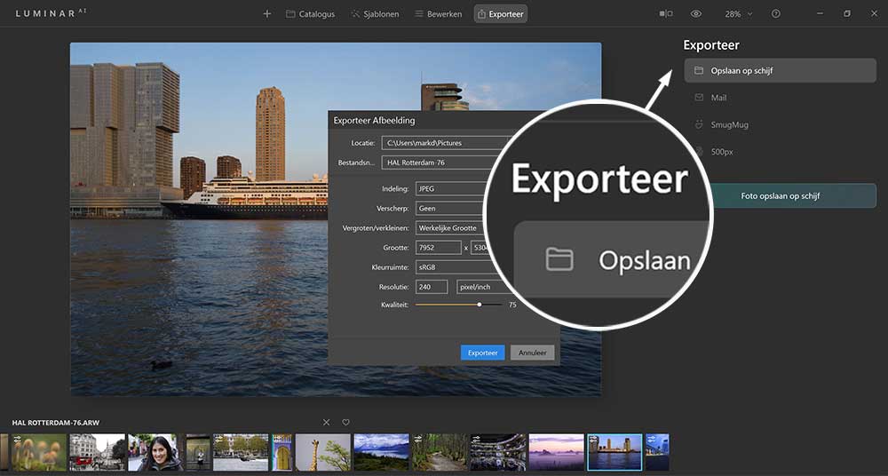 luminar-ai-exporteren-cursus Hoe kan je foto's exporteren in LuminarAI