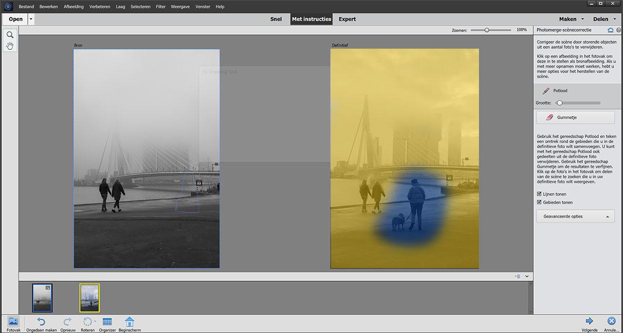 photomerge scenecorrectie in photoshop elements