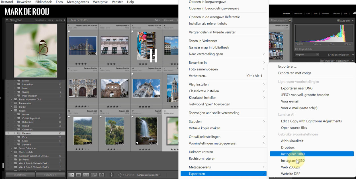 fotos verkleinen voor instagram lightroom