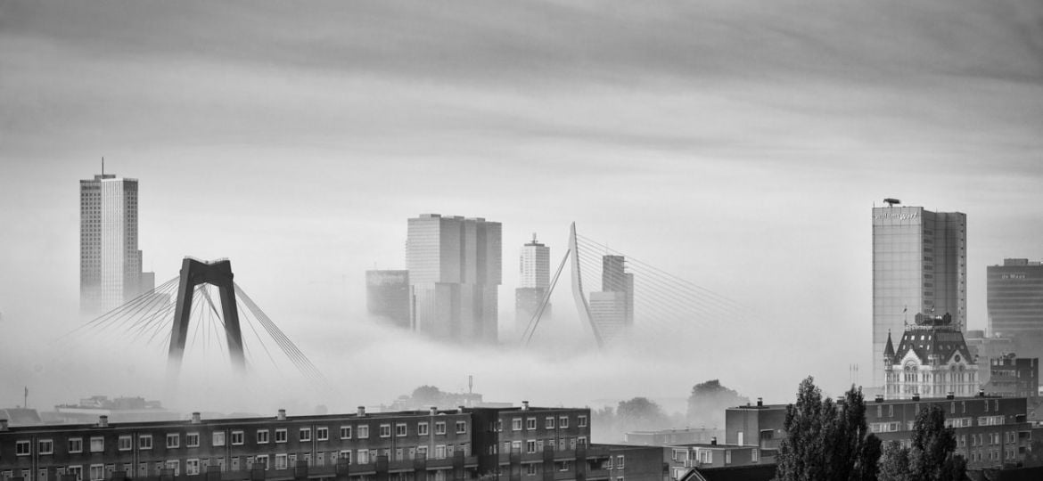 Foggy Skyline of Rotterdam