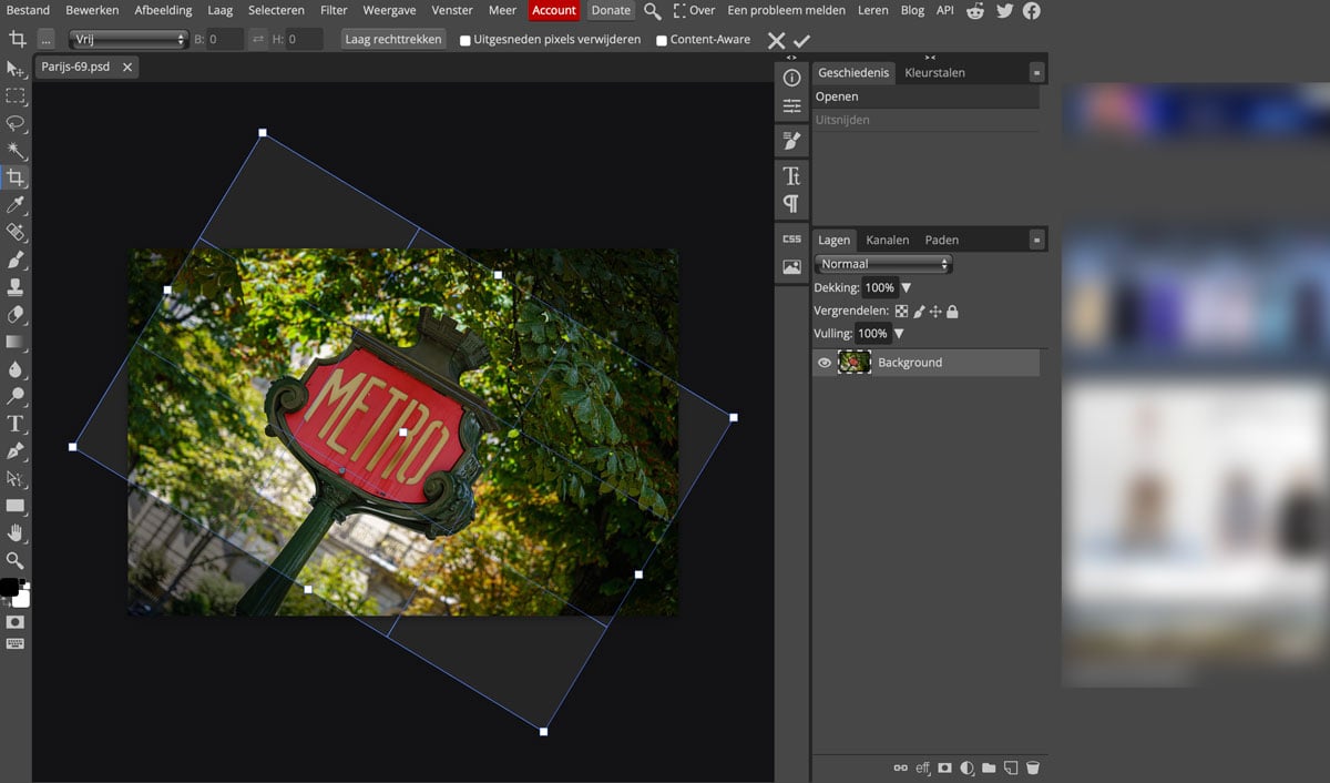 afbeelding draaien bijsnijden photopea