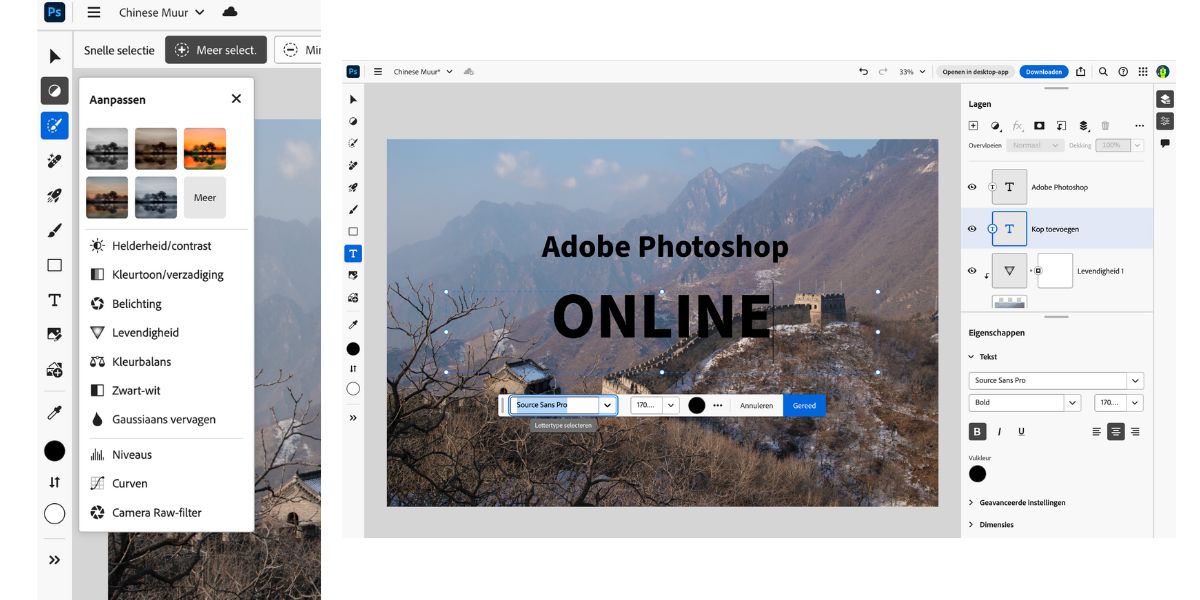 mogelijkheden adobe photoshop online web