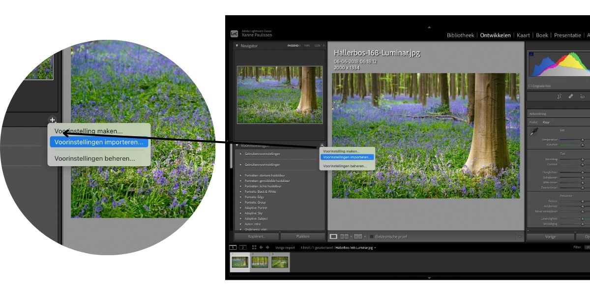 voorinstelling installeren uitleg lightroom