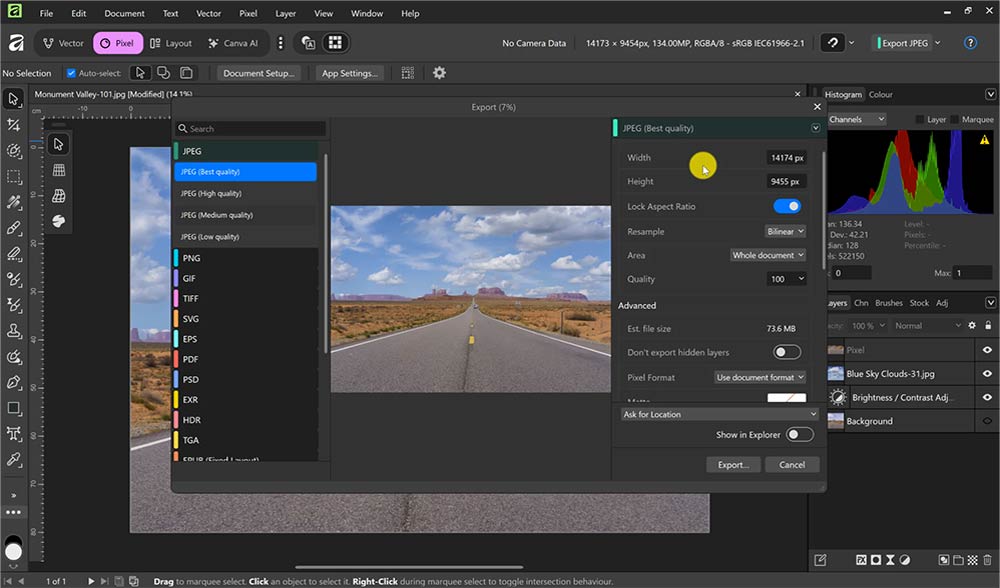 Wat zijn de beste exporteer instellingen voor fotoprints en online gebruik in Affinity?