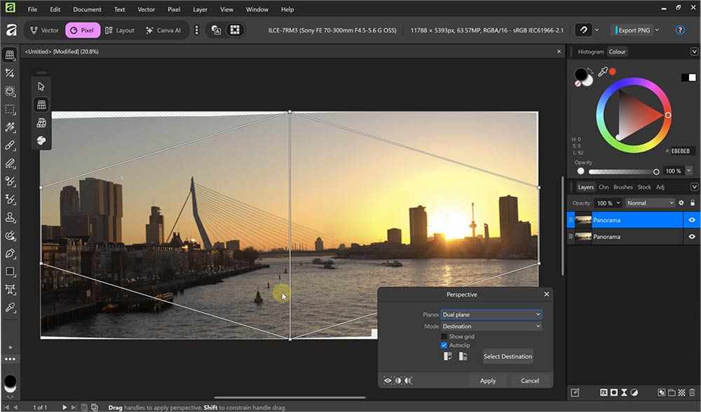 Hoe kun je panormamafotos aan elkaar zetten in Affinity van Canva?